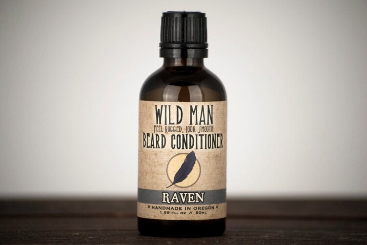 Mens Beard Oil Conditioner Wild Man RAVEN 50ml // by WildRoseHerbs