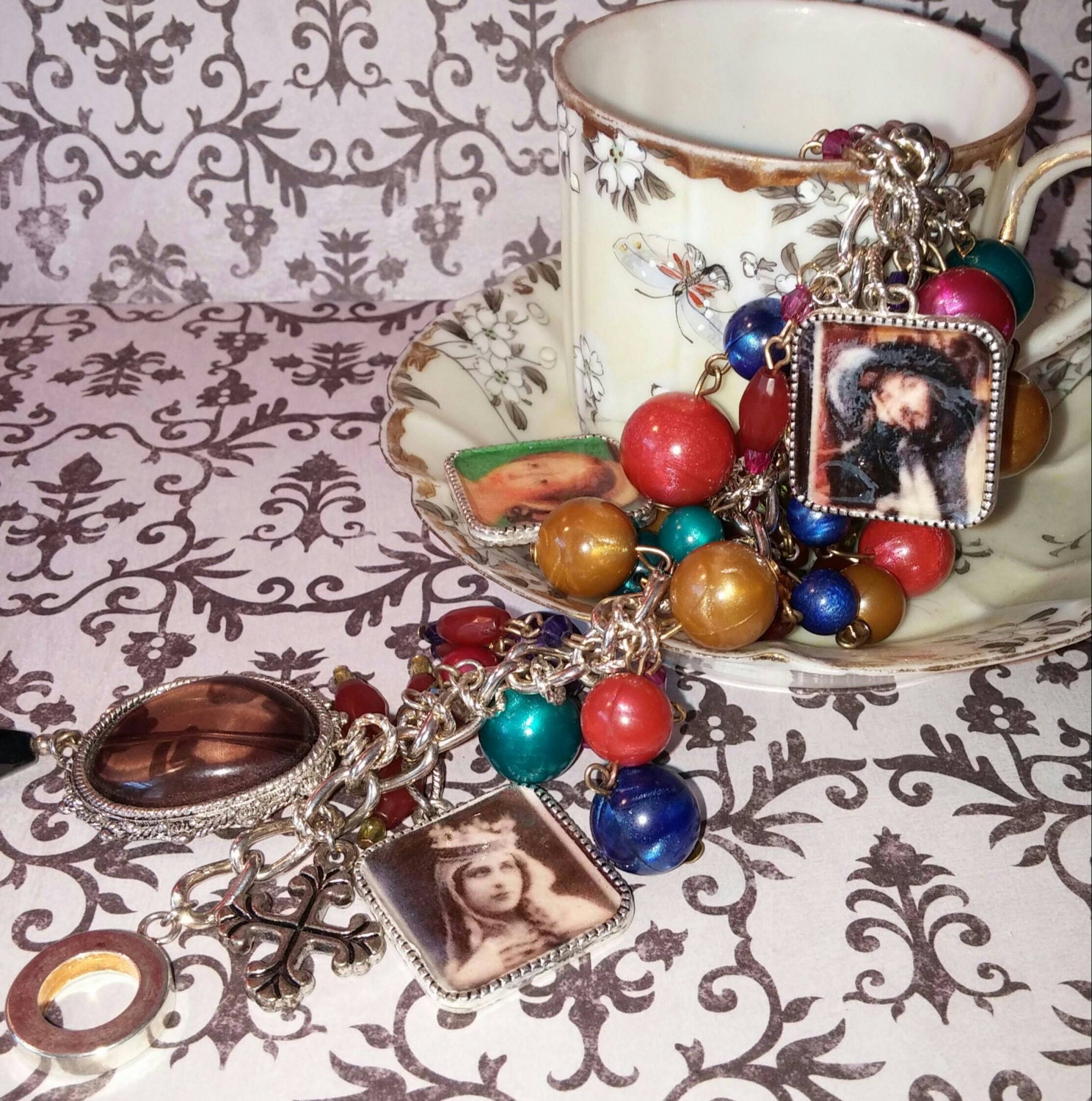 Medieval Renaissance Charm Bracelet Sterling Silver Toogle