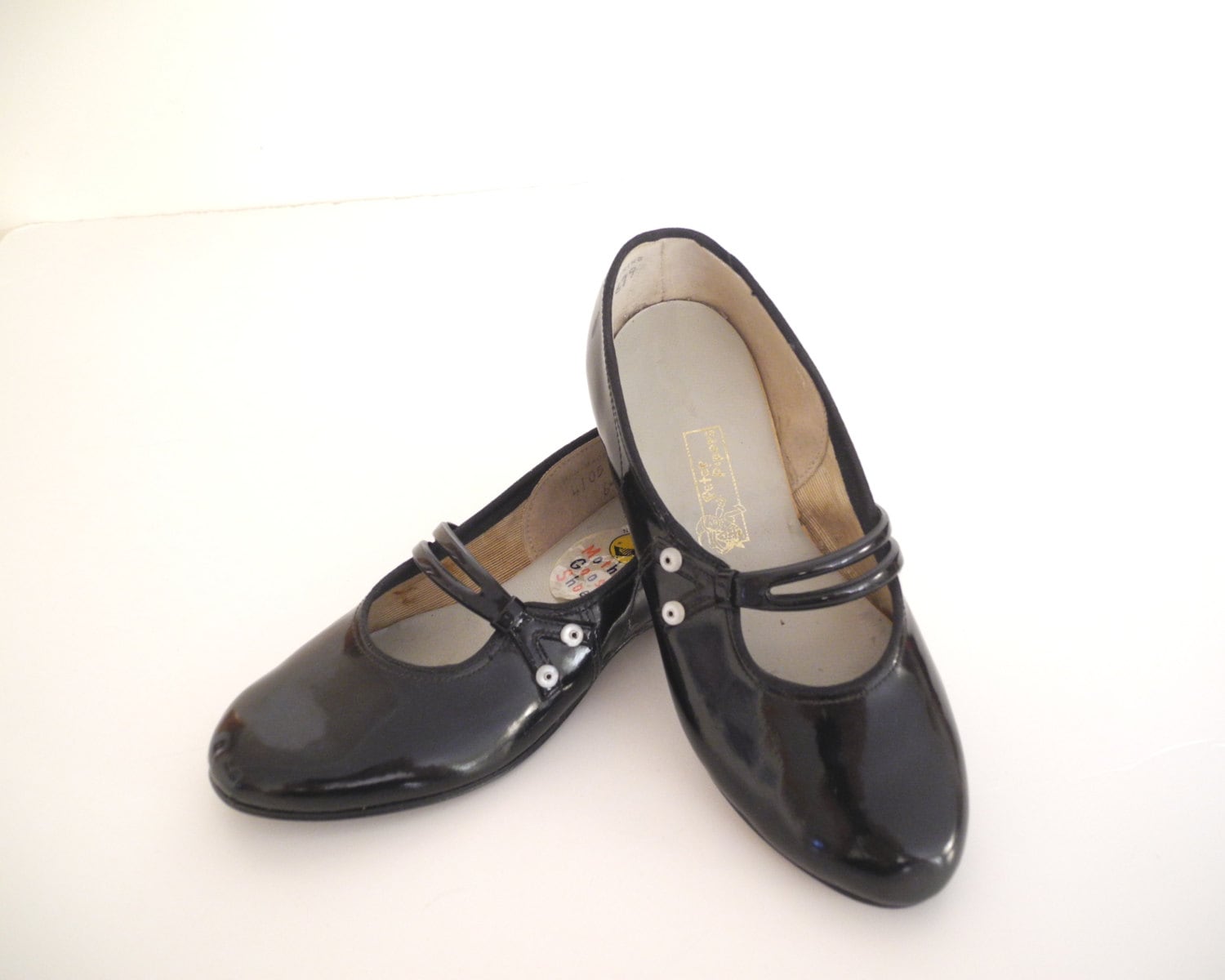 Vintage Girls Shoes 1950's Rare Black Patent Leather