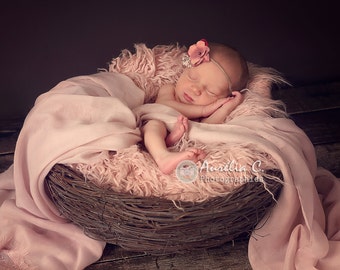 Faux fur, Newborn photo prop, Flokati fur, Fur rug, Basket stuffer, Dusty pink Faux Fur Nest Photography Prop Rug Newborn Baby Toddler