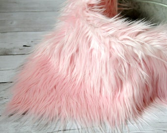 CLEARANCE-Soft Pink Faux Fur, Newborn Photo Prop, Fur rug, Basket Filler, Faux Fur Fabric, Mongolian Fur, Basket Stuffer, Backdrop