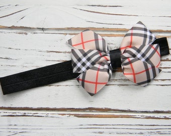 Plaid Bow Headband - Baby Bow Headband - Girls Bow Headband