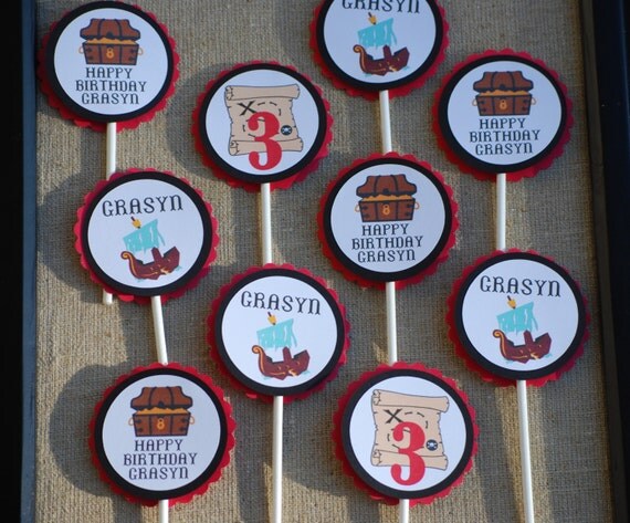 Pirate Birthday Party Cupcake Toppers/ Pirate Theme/ Pirate Birthday Party Il_570xn