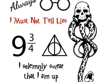 Harry Potter Halloween Costume Temporary Tattoos - Harry Potter Temporary Tattoos - Harry Potter Cosplay -