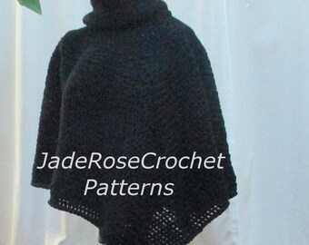 Crochet Poncho Pattern, Cowl Neck Crochet Poncho Pattern, Download PDF 2120