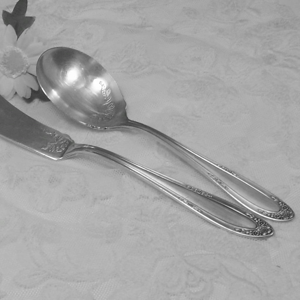 Vintage Silverplate Master Butter Knife and Sugar Shell Spoon Oneida