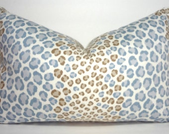 Decorative Animal Print Lumbar Pillow Cover Leopard Grey Blue Tan Pillow Cover Leopard Print Throw Pillow Cover 12x18