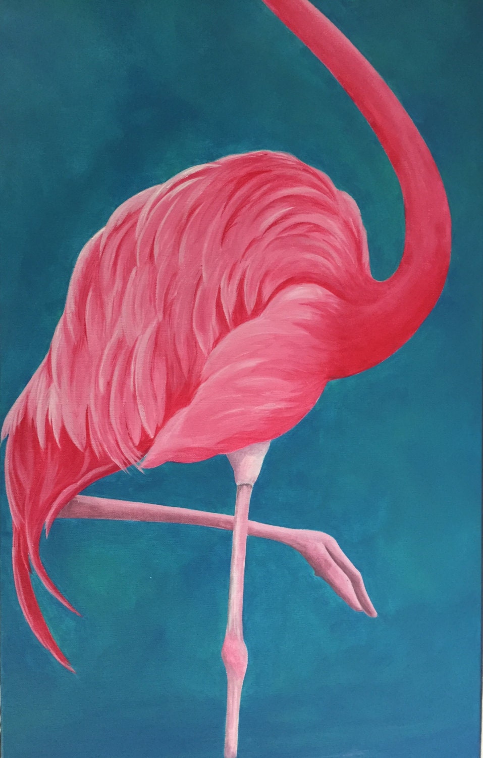 Flamingo Pink Flamingo Acrylic Painting Pink Flamingo