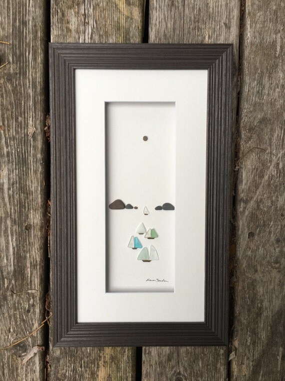 Sea glass art by sharon nowlan 8 by 15 sea glass sail boats