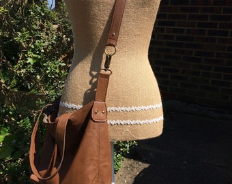 Handmade recycled leather bag Flap over cross by LoulousEmporium