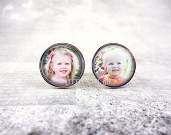 Custom Photo Cufflinks - Personalized Picture Cuff links - Father of the Bride - Memorial Wedding Gift Keepsake - Sterling and Stainless