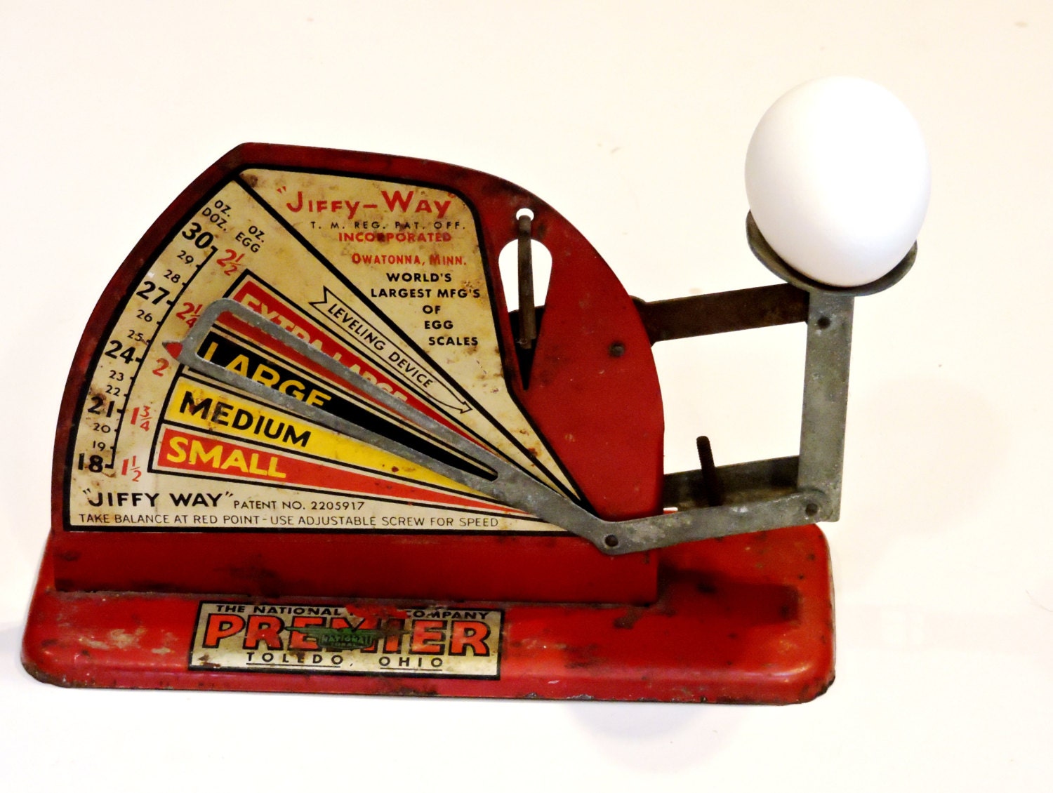 Jiffy Way Egg Grading Scale Vintage Farmers Metal Egg Grader