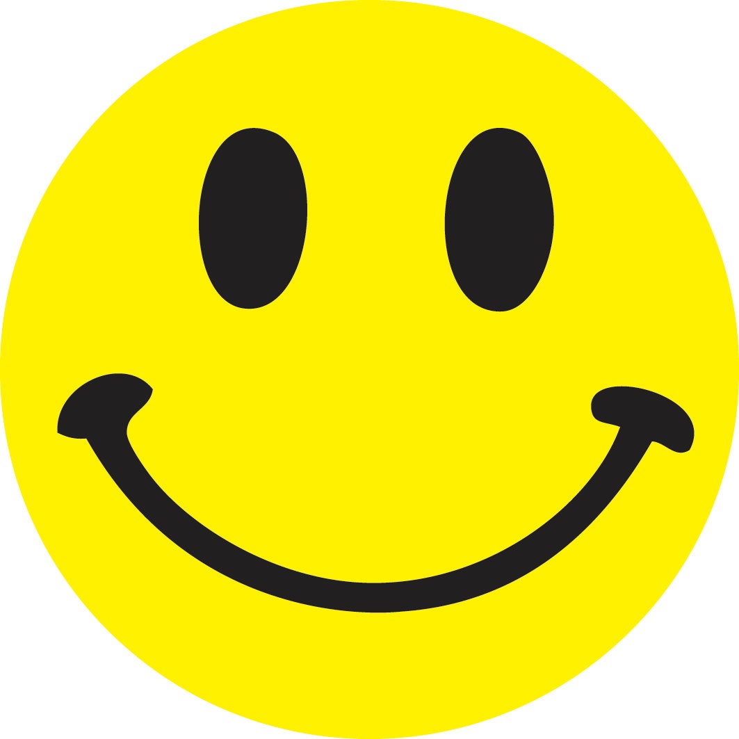 Yellow Smiley Face vinyl Sticker from FunkyGifts4u on Etsy Studio