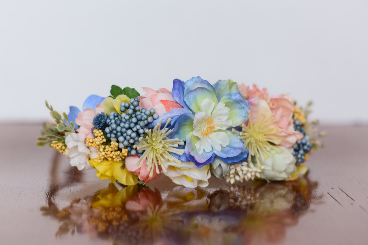 Colorful Flower Crown Flowergirl Hairpiece Periwinkle