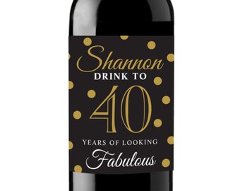 Custom Happy Birthday Wine Labels - Personalized Birthday Gift - WEATHERPROOF and REMOVABLE - Wine Bottle Labels