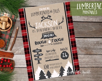Lumberjack Birthday Invitation, Printable Lumberjack birthday invite, Camping invitation