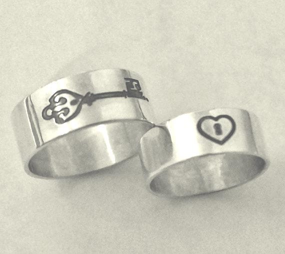 Custom Lock and Key Rings Personalized Inscribed Engraved