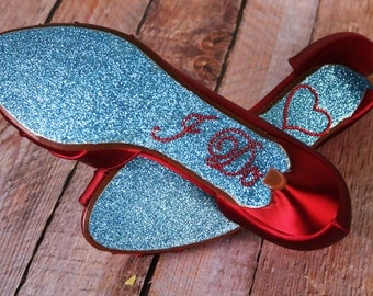 Red Wedding Shoes, Wedding Shoes, Bridal Shoes, Red Wedding, Something Blue, Something Blue Shoes, Peep Toes, Kitten Heels, Glitter Wedding