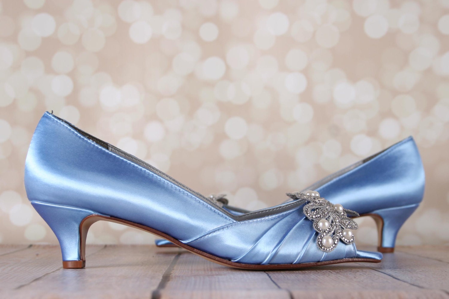 cornflower blue block heels