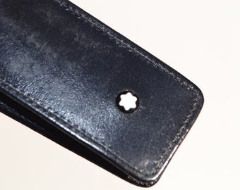Vintage 80's black leather Mont Blanc pen holder