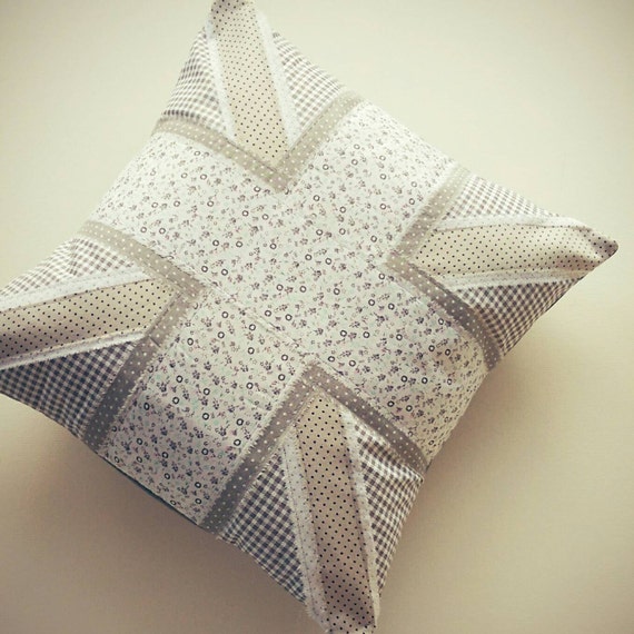 Patriotic British Pillow Cover Grey, gingham, polka dot, home decor, ditsy floral, Union Jack Flag