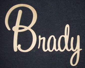 SPECIAL PRICING - Connected Wooden Name - Unpainted - 15" Size - Medium Playful - Wood Letters - Personalized Nursery Family Wall Decor