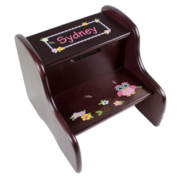 Personalized Children's Owl Step Stool for Hoot Nursery