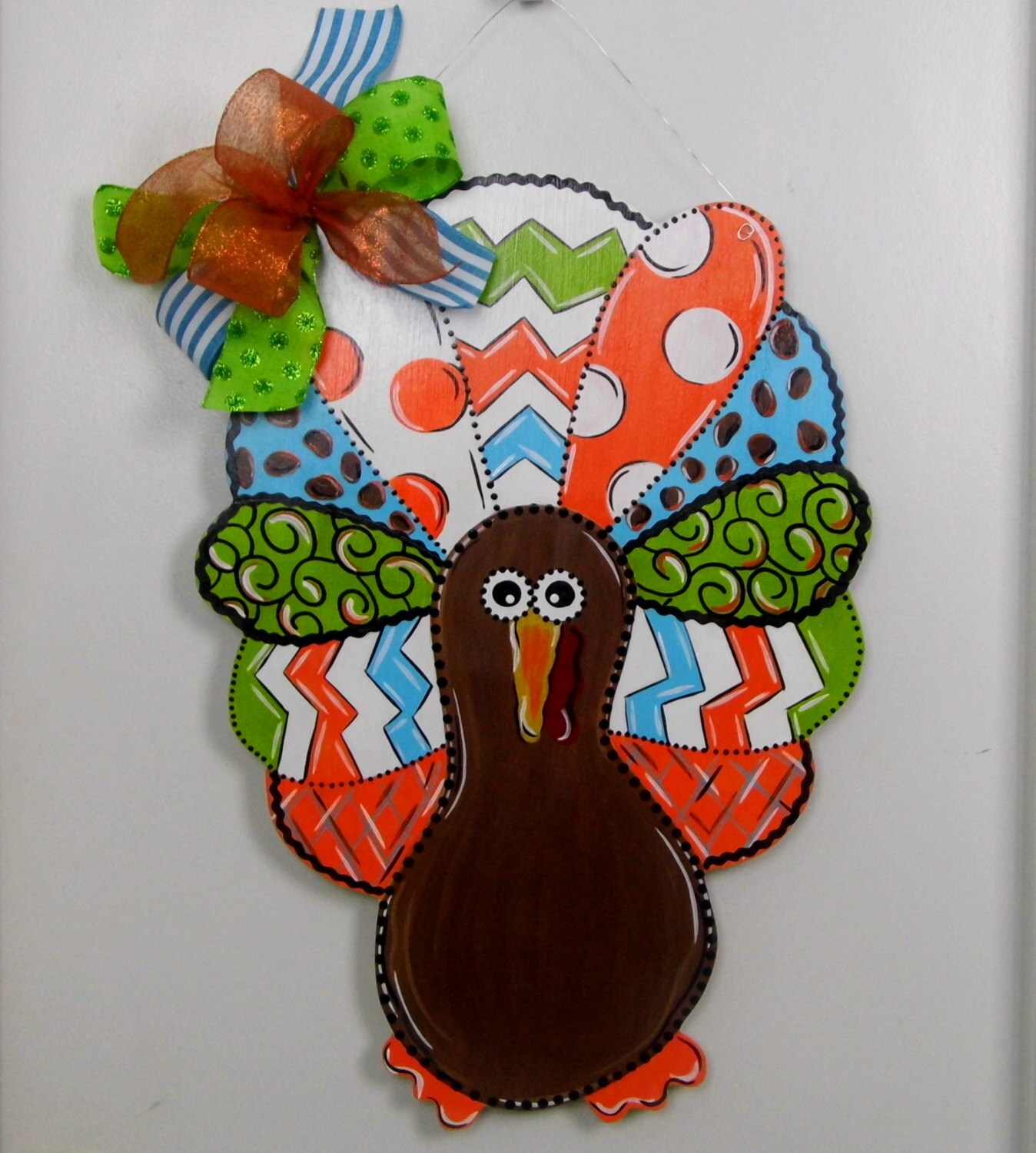 Turkey Door Hanger Fall Door Hanger Thanksgiving Whimsical