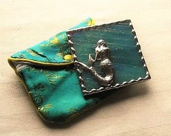 Stained Glass Purse Mirror|Pocket Mirror|Mermaid|Mermaid Mirror|Turquoise|Iridescent|Bath & Beauty|Makeup Tool|Handcrafted|Made in USA