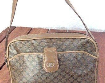 celine brown cloth handbag classic