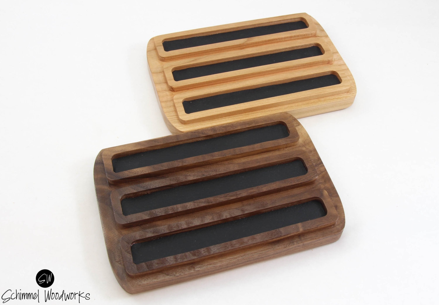 Maple Pen tray / Walnut Pen tray . Wood Pen display. pen for