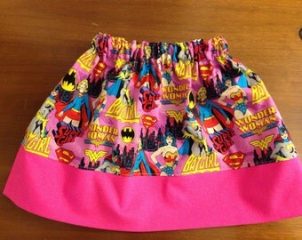 Superhero Skirt / Wonder Woman Skirt / Bat Girl Skirt / Super Girl Skirt / Superhero Birthday / Super Hero Birthday Party / SuperHero Skirt