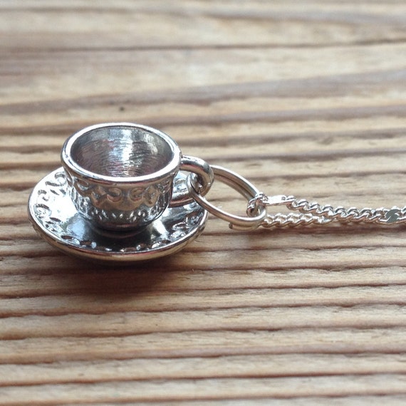 Tea cup charm necklace teacup coffee cup by TheDorothyDays