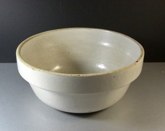 Antique Farmhouse Salt Glaze Stoneware Dough Bowl Large Mixing Bowl, Cottage, Boho, Shabby Decor