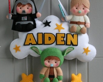 star wars baby gift baby mobile baby boy mobile cot mobile nursery decor crib darth vader luke yoda babies mobiles hanging felt cloud 1