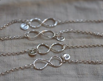 Sterling silver bridesmaids infinity bracelet, hand forged