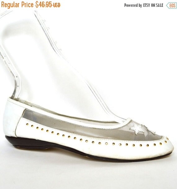 white mesh flats