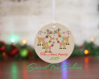 Family ornament, custom family ornament, family Christmas ornament,custom ornament, reindeer family ornament, family gift