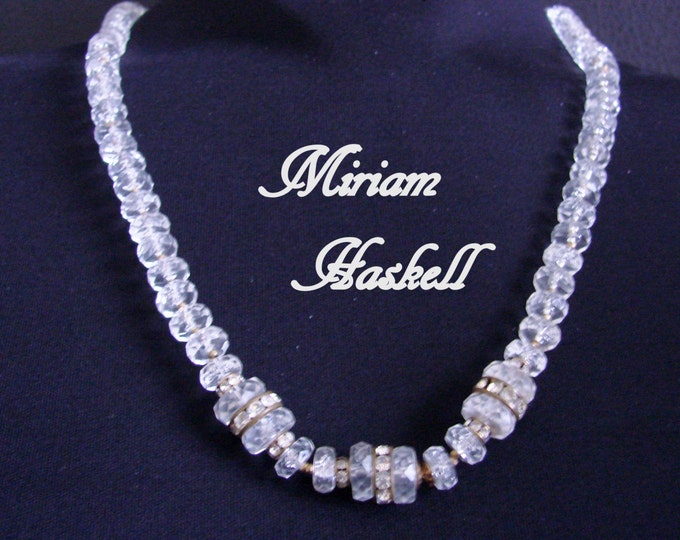 1960s Miriam Haskell Lucite & Rhinestone Necklace / Designer Signed / Wedding Bridal / Vintage Jewelry / Jewellery