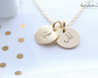 Gold Initial Necklace Personalized Jewelry Gold Initial charm Gold Initial Disc Necklace gold initial necklace