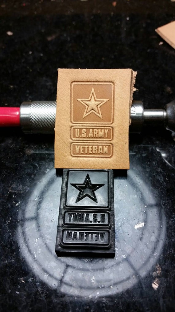 U.S. Army Veteran leather embossing stamp. by TheLaserMill on Etsy