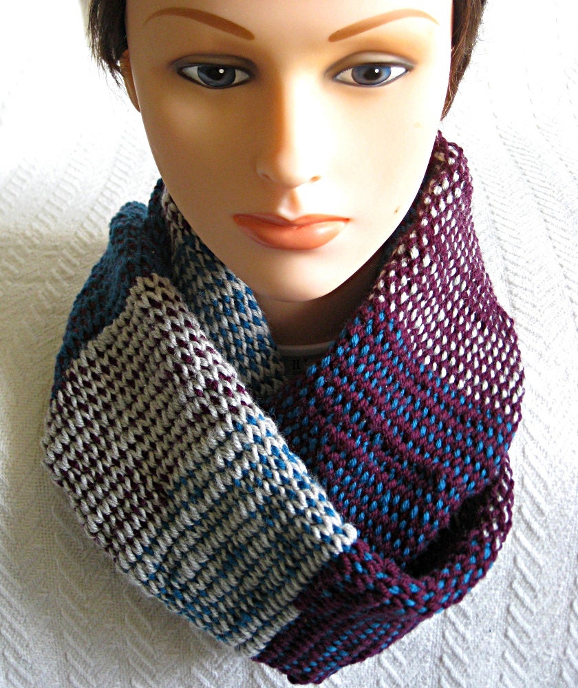 Tricolor Infinity Scarf Crochet Pattern Grey Teal Magenta from ...