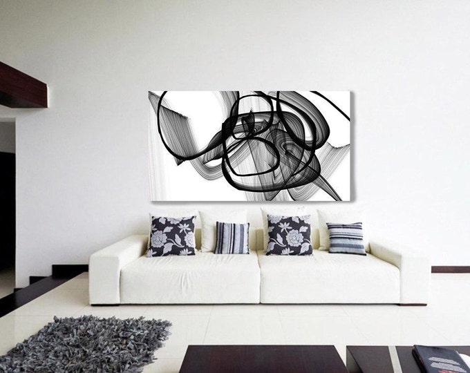 Birth of the Day. Contemporary Abstract Black and White, Unique Wall Decor, Large Contemporary Canvas Art Print up to 72" by Irena Orlov