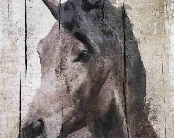 Horse LeMuse. Extra Large Horse, Unique Horse Wall Decor, Brown Rustic Horse, Large Farmhouse Canvas Art Print up to 72" by Irena Orlov