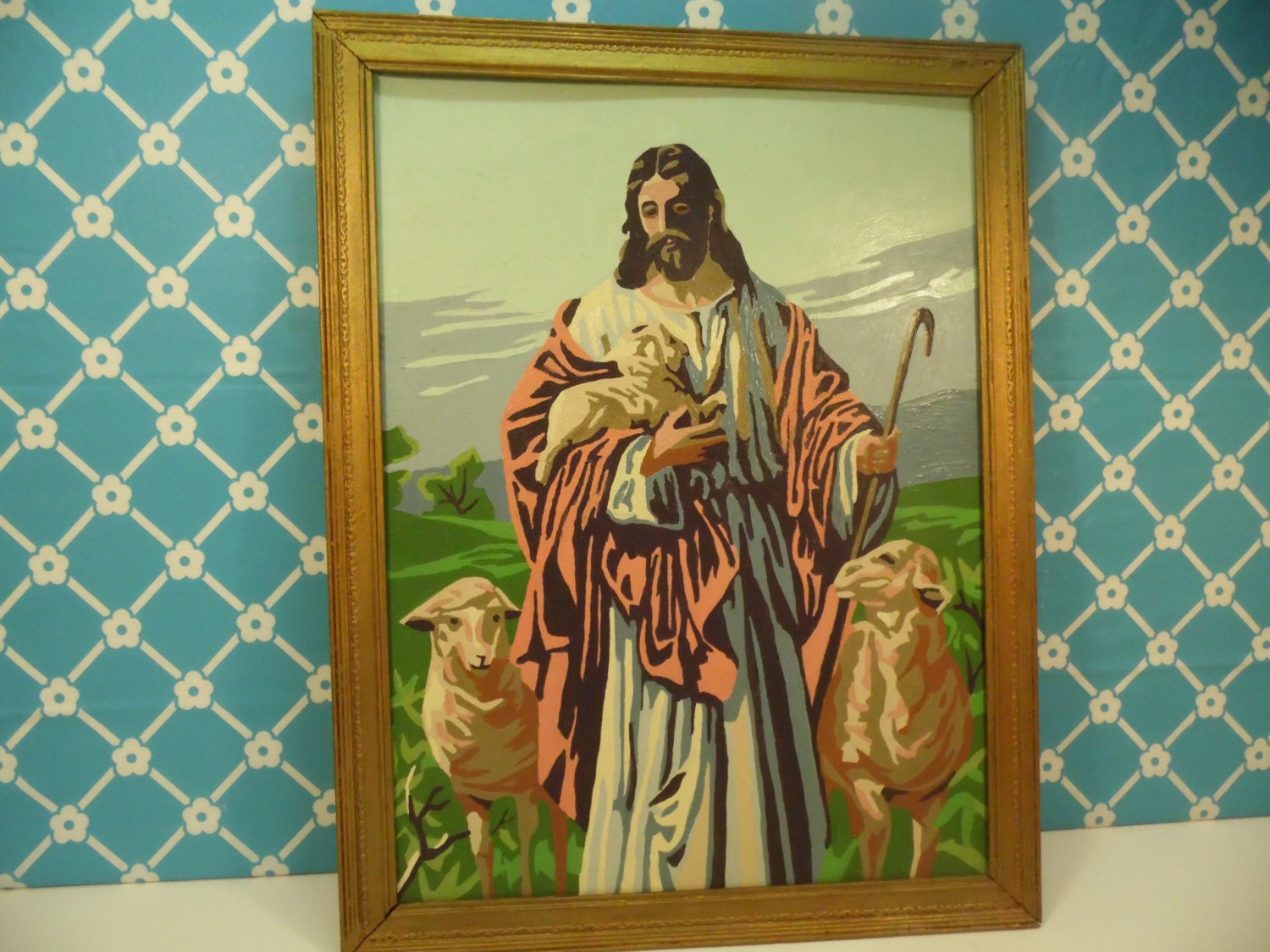 Religious Paint By Numbers Framed Jesus By DottieDigsVintage   Il Fullxfull.846351940 Rfvf 