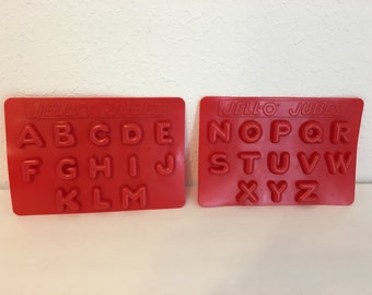 vintage "jello jubes" trays, alphabet molds, jello molds, letter moulds