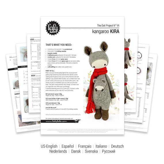 KIRA the kangaroo lalylala crochet pattern / amigurumi from lalylala on Ets...