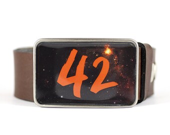 42 Belt Buckle, cool belt buckle, belt buckle for men, men's belt buckle, Hitchhiker's Guide Belt Buckle, gift for him