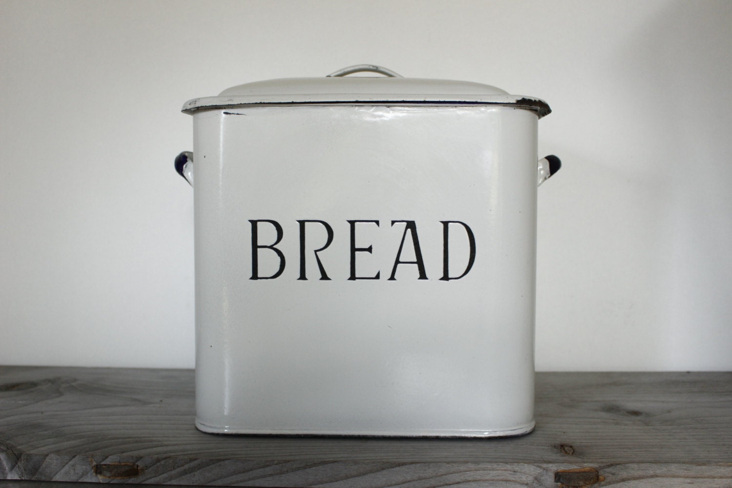 Large Enamel Bread Bin....White Enamel....Kitchen Storage.