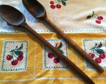 Vintage Primitive Wooden Spoons Set of 2